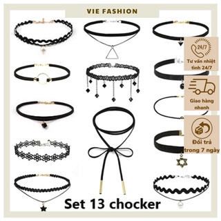 Vòng cổ Choker dây nhung màu đen, phong cách Hàn Quốc thời trang cho nữ