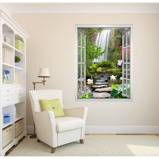 Tranh dán tường VTC cửa sổ Cảnh Khu vườn VT0392 kim sa