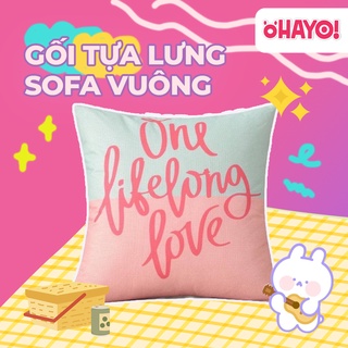 Gối tựa lưng Sofa vuông vải bố canvas trang trí Decor nhà cửa OHAYO cao cấp chống bẩn vỏ gối kèm ruột gối