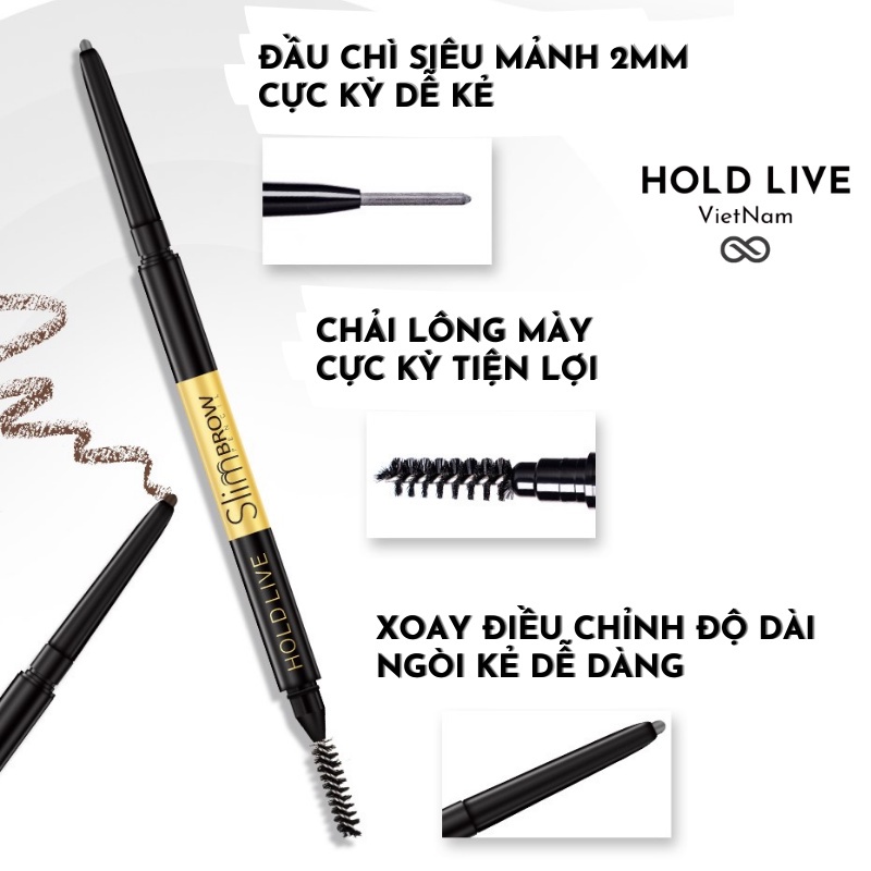 Chì Kẻ Mày Siêu Mảnh 2 Đầu Tiện Lợi Hold Live Slim Brow