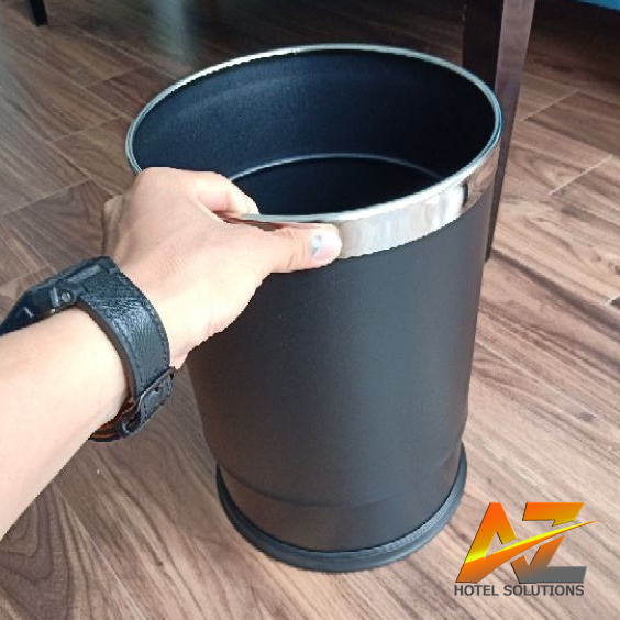 Thùng rác văn phòng inox 2 lớp màu đen đen chống bám vân tay cao cấp