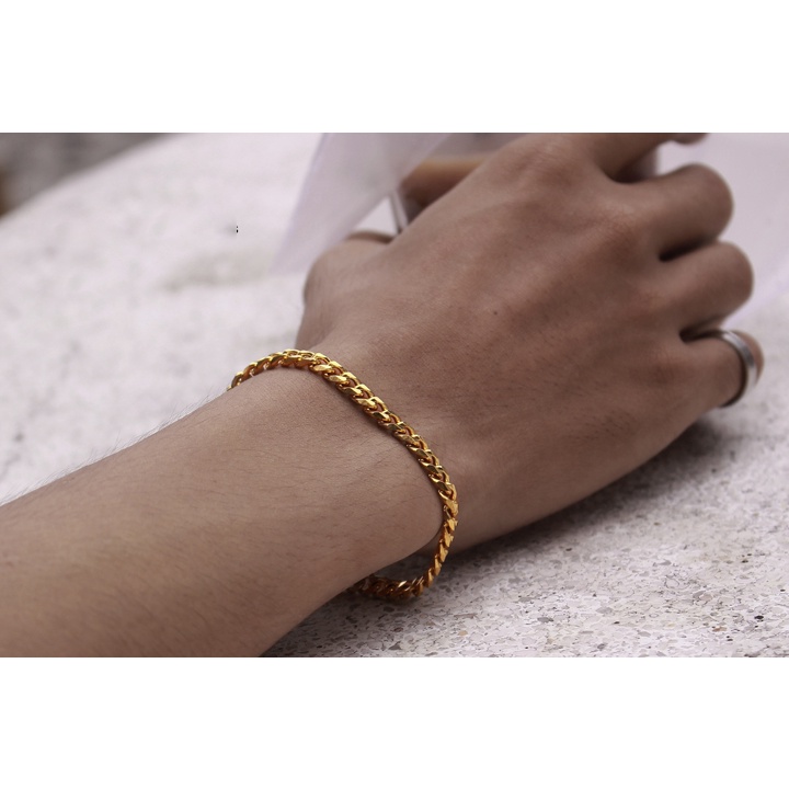 Lắc tay inox bản 5mm mạ vàng khóa xịn siêu đẹp, bền màu - Phù hợp cho cả nam và nữ