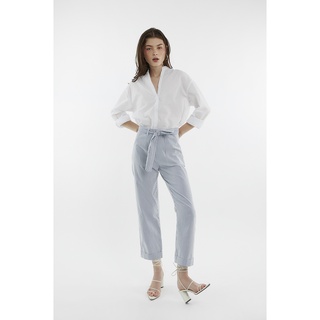 TheBlueTshirt - Quần Tây Lửng Sọc Nữ Có Thắt Lưng - Tie Belt DNA Pants
