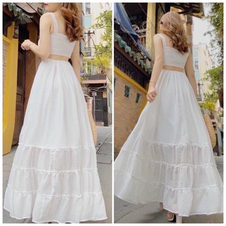 Đầm maxi trắng ❤️FREESHIP❤️ Đầm maxi đi biển
