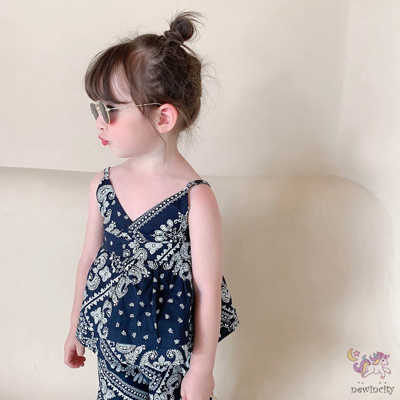 Set áo hai dây + quần dài thời trang mùa hè Hàn Quốc sành điệu dành cho bé gái