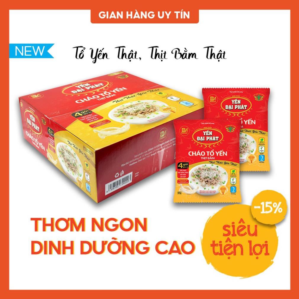 Thùng Cháo Tổ Yến Thịt Bằm - Yến Đại Phát (30 gói x 50gram) 4 gói gia vị, ăn liền, tiện lợi, thơm ngon.