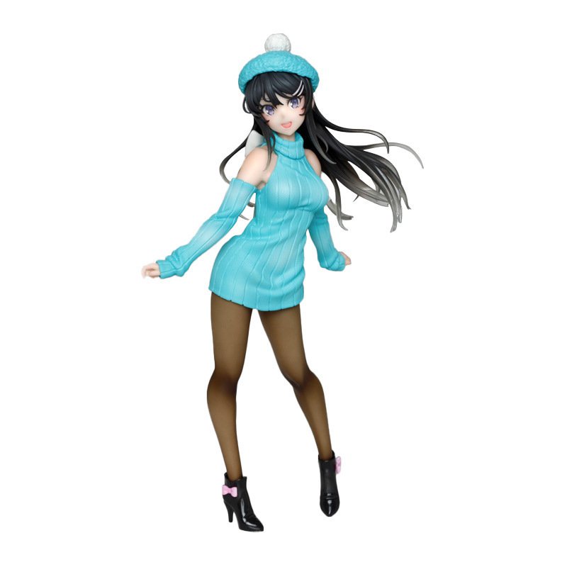 【Spot delivery】Rascal Does Not Dream of Bunny Girl Sakurajima Mai Knit Dress 20cm PVC Anime Figure Sexy Girl Collectible Model Toy 4VF8