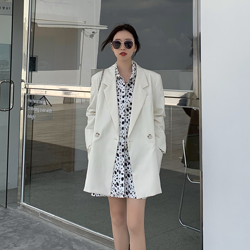 Women's Autumn Korean Loose Jackets Casual Simple White Blazers