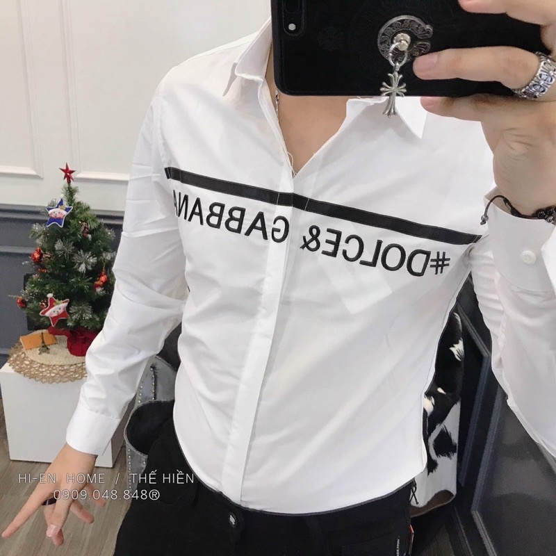 Áo sơ mi nam sọc thom browne tay dài trắng nam