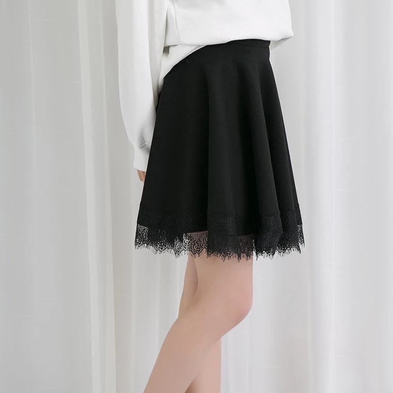 chân váy xòe phối ren dài 50cm