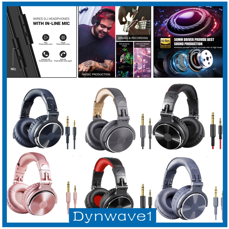 [DYNWAVE1] Pro-10 Over-Ear DJ Headphone Headsets with Mic for Studio Monitoring Mixing