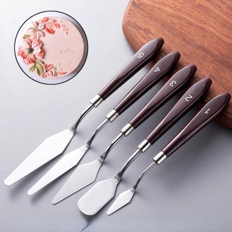 Set 5 xẻng (bộ 5 bay tạo hình bánh kem) phết kem bằng thép không gỉ cao cấp Palette Knives