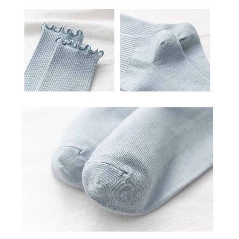 Tất cổ cao vớ thời trang nữ cổ bèo nhún phong cách Hàn Quốc chất cotton mềm mịn thấm hút mồ hôi thoáng khí LUMINA T104