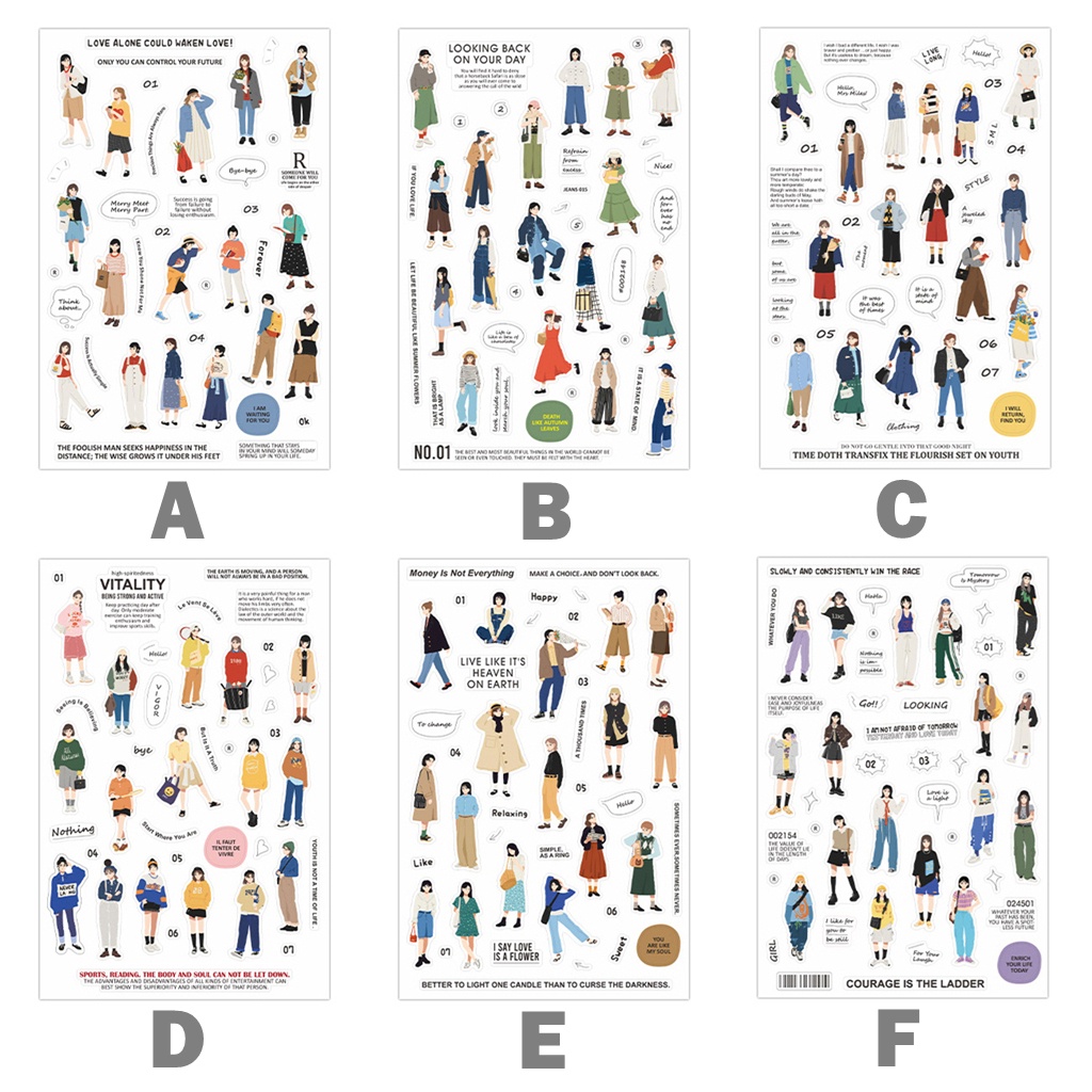 Flowertree 1 Sticker Dán Hình Cô Gái Đường Phố Trang Trí Scrapbook