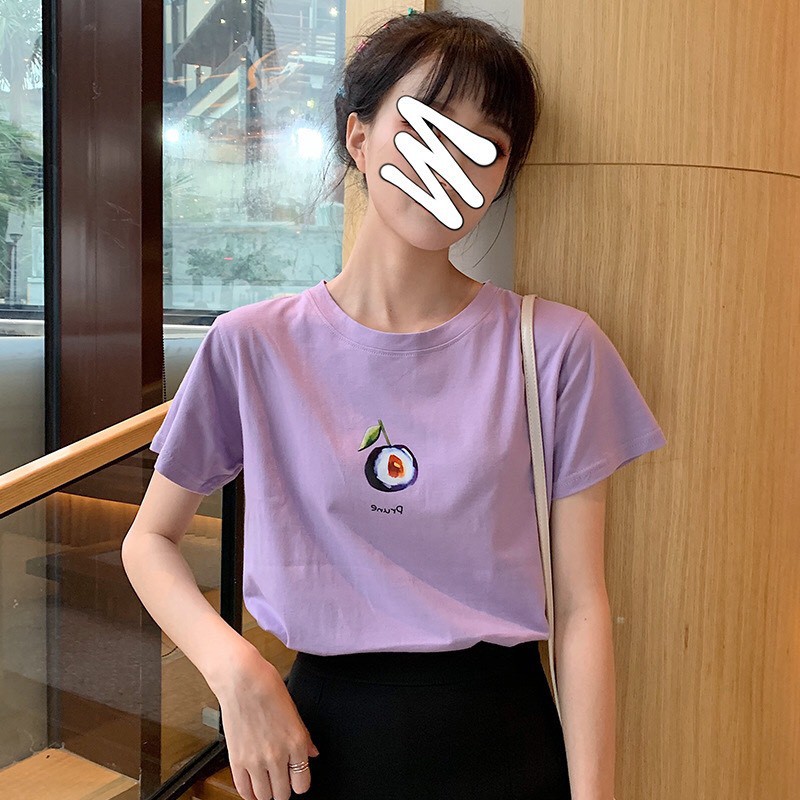 Áo thun cổ tròn nữ ngắn tay in hình hoa quả ulzzang A39 - Peyy