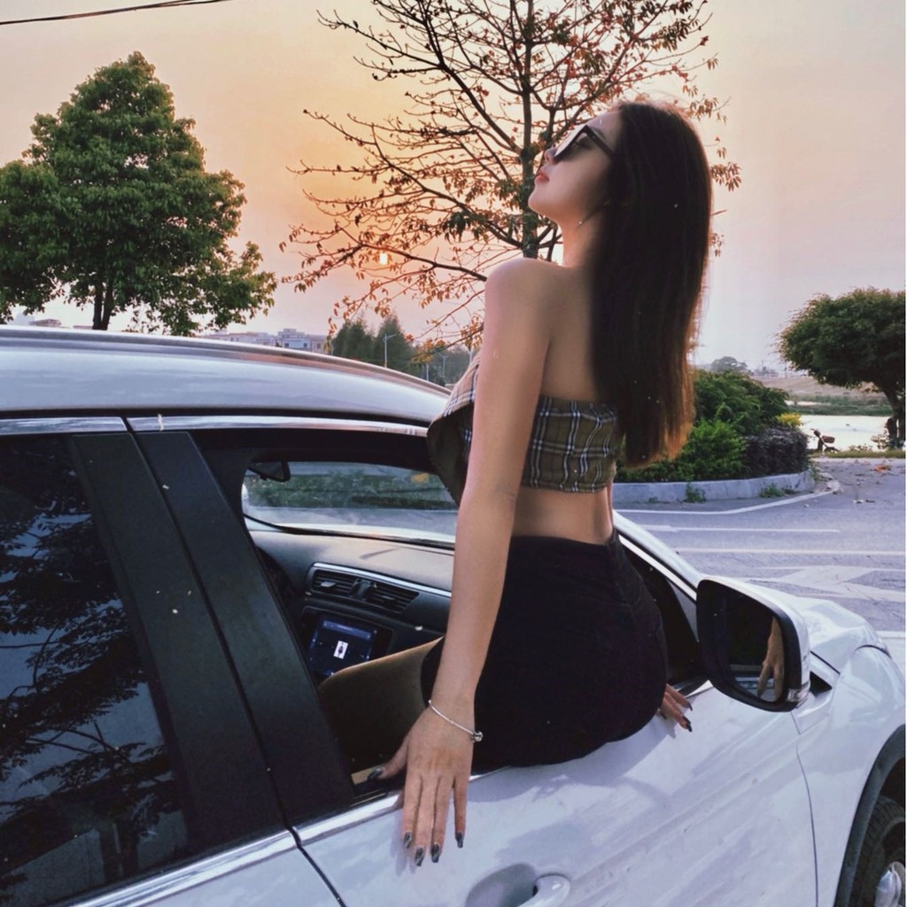 Cocory vn Áo Croptop Ca Rô Hai Dây Xinh Xắn Dễ Phối Đồ Dành Cho Nữ