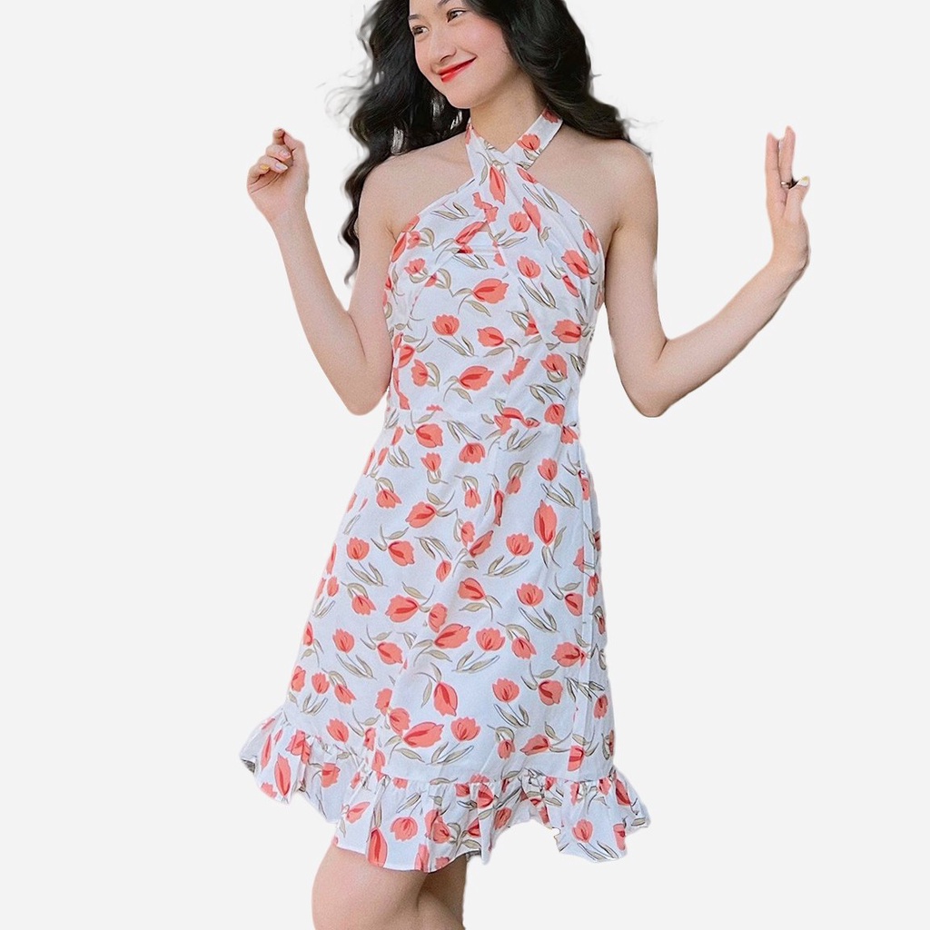 Đầm thiết kế trắng hoa cổ yếm Tulip Dress Gem Clothing SP006140