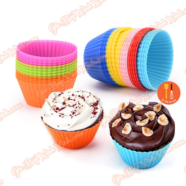 Combo 10 khuôn silicon cupcake muffin thạch mousse socola tròn 7cm