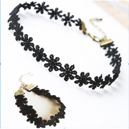 Set vòng cổ choker vòng tay ren hoa dành cho phái nữ