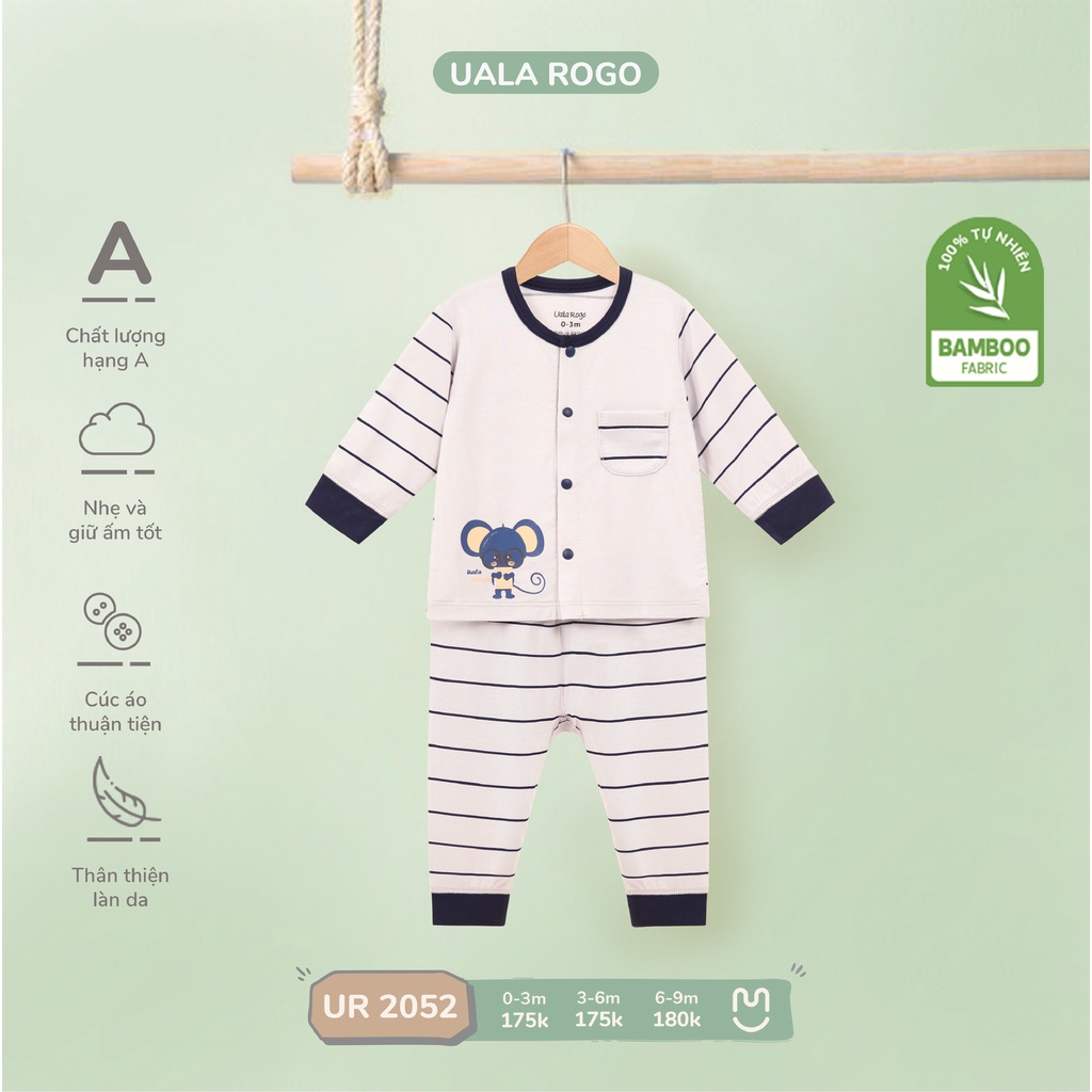 Bộ quần áo sơ sinh UalaRogo họa tiết ngộ nghĩnh cho bé 0-9M
