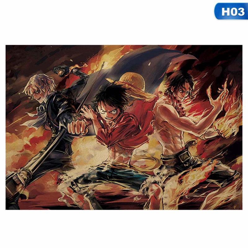 Tranh áp phích phong cách hoạt hình One Piece thời trang vintage