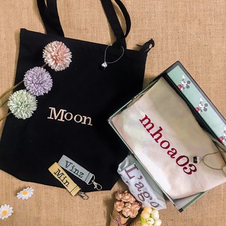 Túi vải tote thêu tên theo yêu cầu