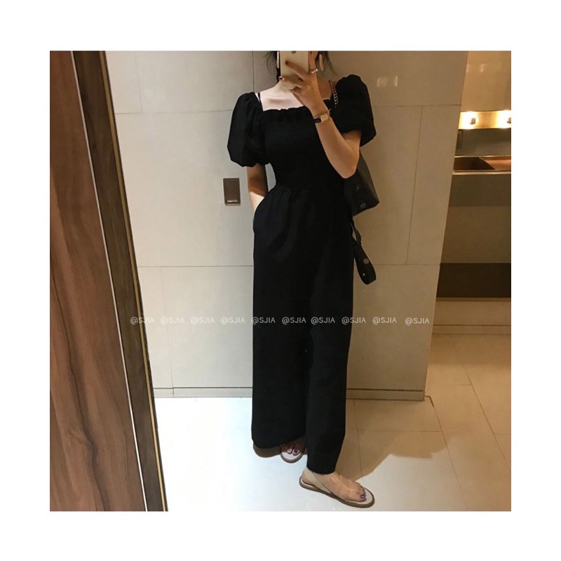 Jumsuit nữ cổ vuông dáng xuông dài (có sẵn)