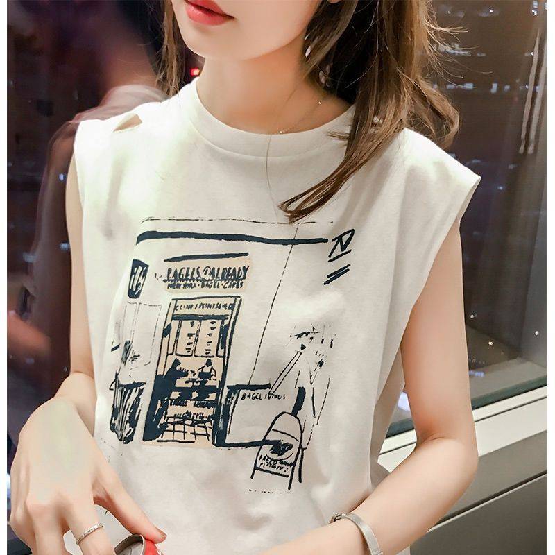 Áo Thun Cotton Sát Nách Dáng Rộng Kiểu Hồng Kông Cá Tính Cho Nữ | BigBuy360 - bigbuy360.vn