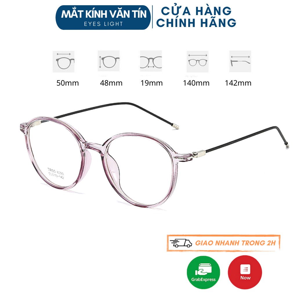 Kính mắt giả cận Eyes Light T8093 nữ gọng kính cận mắt tròn càng nhựa pha kim loại