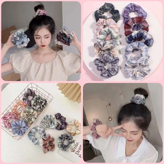 Dây buộc tóc đuôi ngựa họa tiết caro dễ thương bản rộng chất lượng cao cho nữ