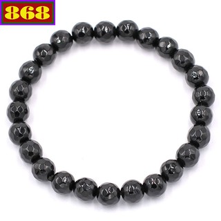 Vòng đeo tay đá Đen cắt giác 6 ly - Chuỗi đeo tay đá phong thủy - Size nhỏ phù hợp cho nữ
