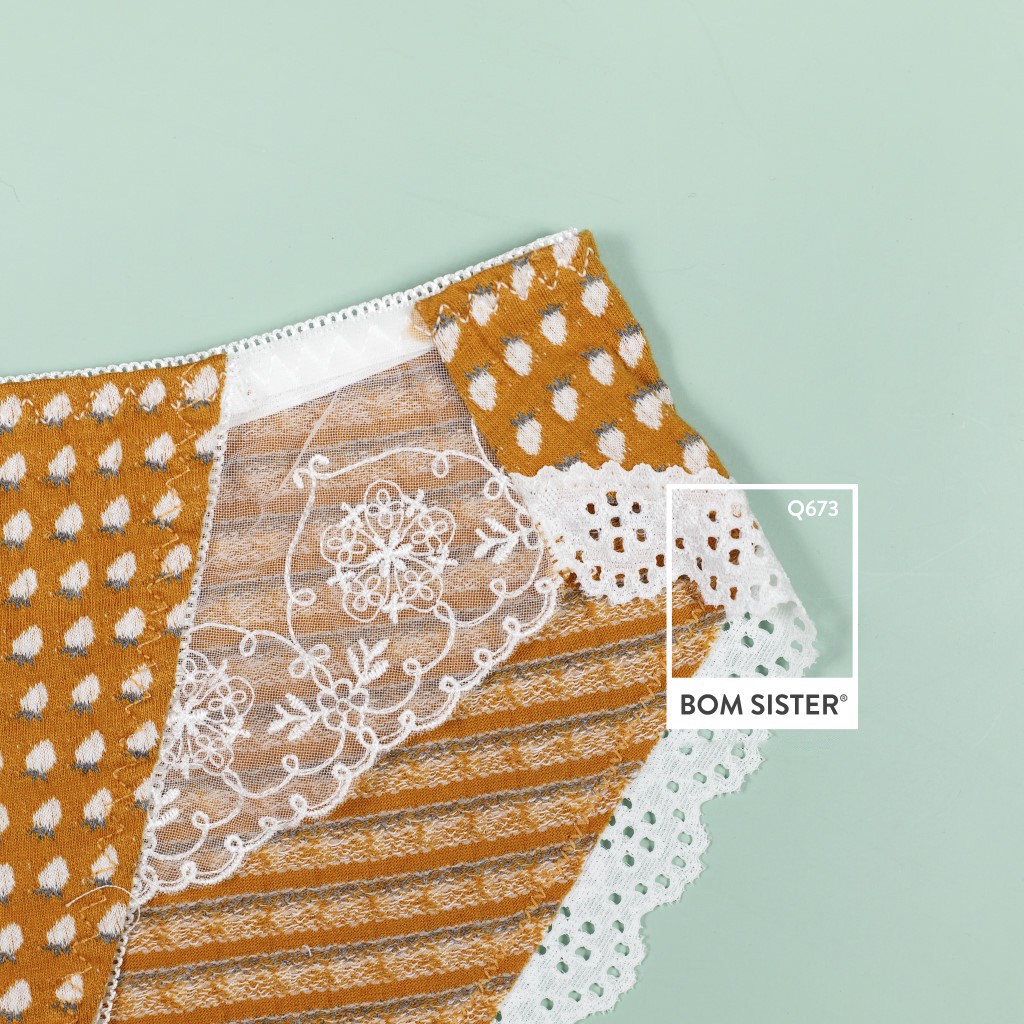 Quần Cotton Phối Lưới Đính Nơ Hoạ Tiết Trái Dâu Lưng Vừa BOM SISTER Q673 | BigBuy360 - bigbuy360.vn