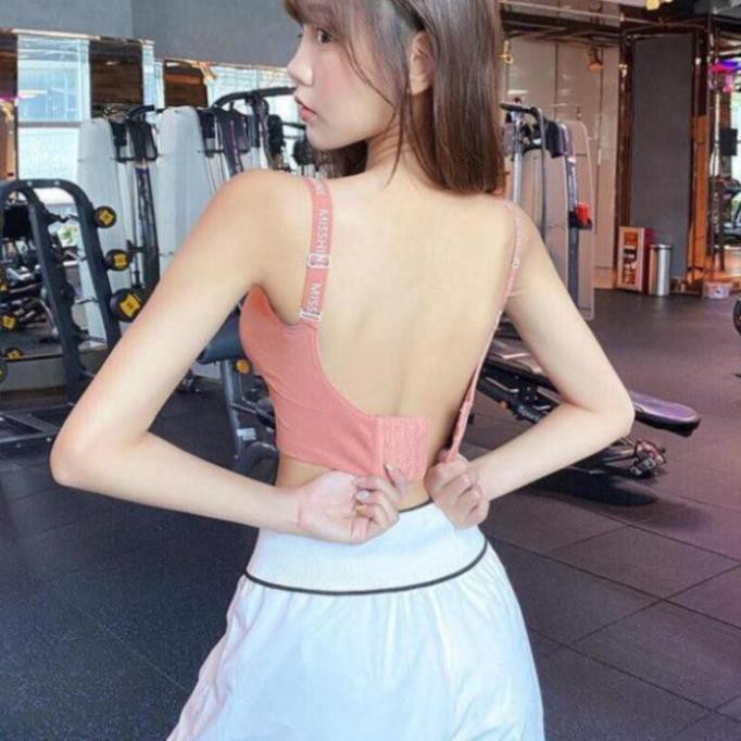 [EMMA] Áo Bra Tập Gym Nữ 2 Dây Phối Chữ Misshine [ĐỒ TẬP]