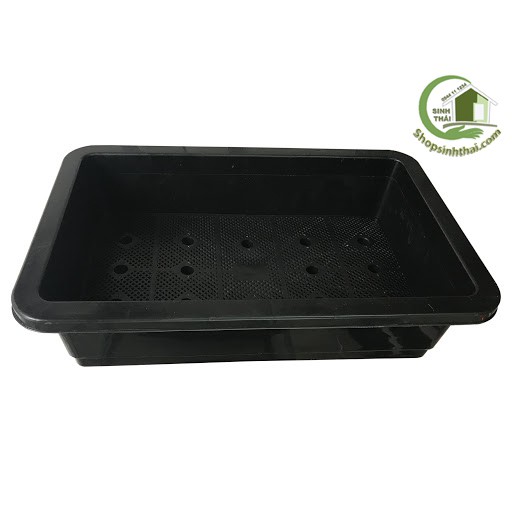 Khay chậu nhựa trồng rau thông minh 2 đáy màu đen 67x43x15cm