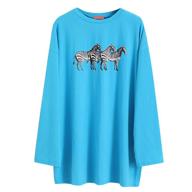 Women Korean Long Sleeve Cartoon zebra Printed Blouse | BigBuy360 - bigbuy360.vn