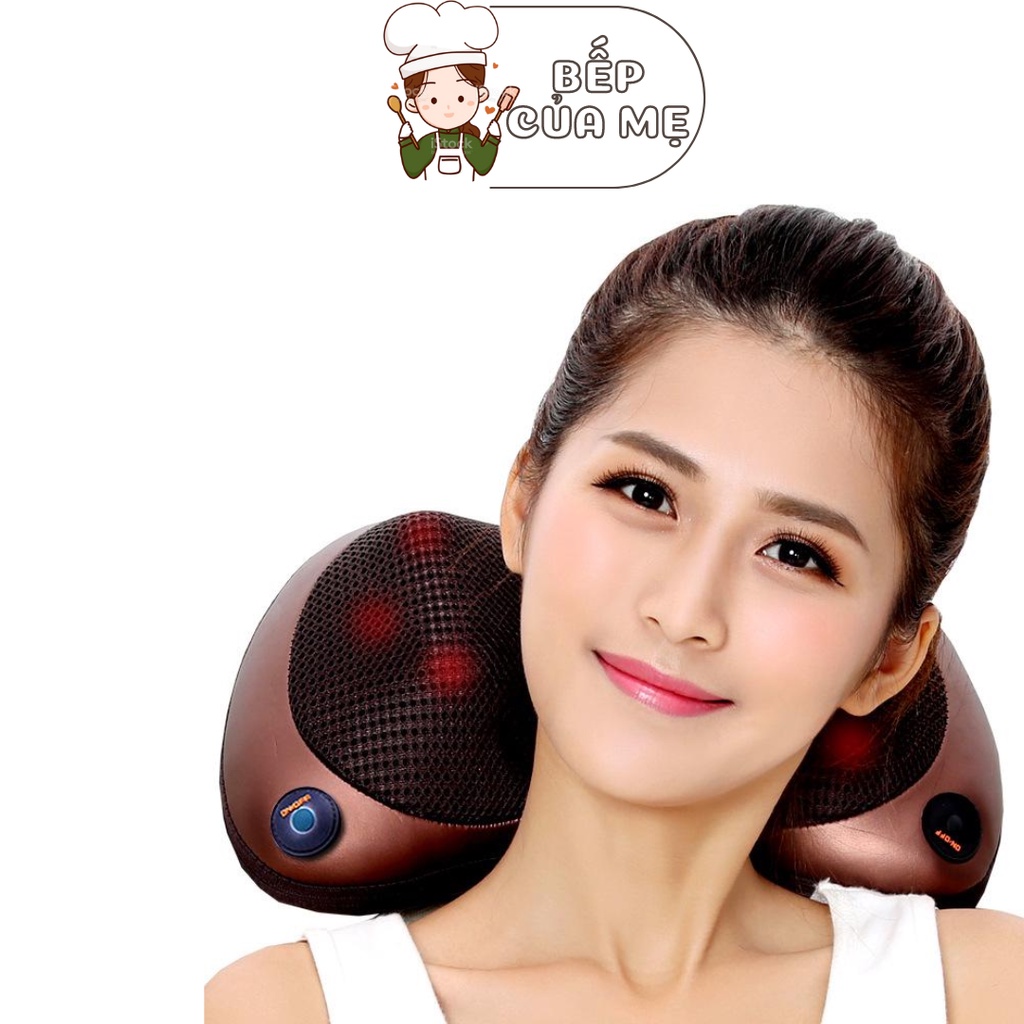 Gối massage cổ vai gáy hồng ngoại 8 bi Hàn Quốc, máy massage toàn thân giúp giảm đau mỏi vai gáy, bảo hành 12 tháng