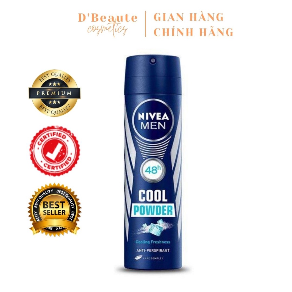 Xịt khử mùi và giảm tiết mồ hôi dành cho Nam Nivea Men Cool Powder 150ml - Đức Chính Hãng