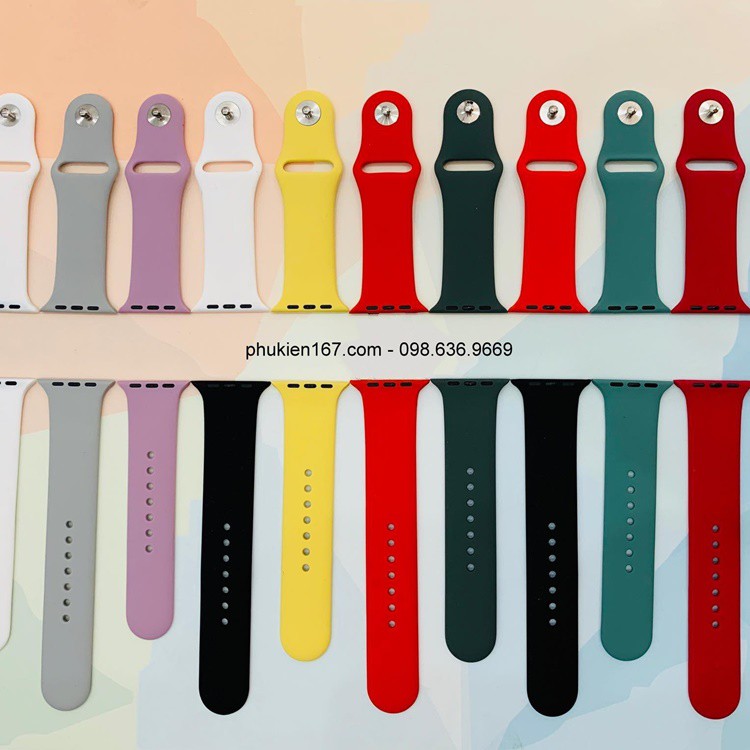 Dây cao su silicone cho Apple Watch Seri 1/2/3/4/5/6/7 và đồng hồ T500, T500+, HW12, HW22 Pro... Size 38/40/41/42/44/45