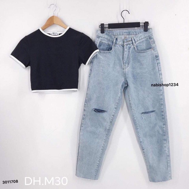 Quần bò rách hai bên đùi M30 D&amp;H