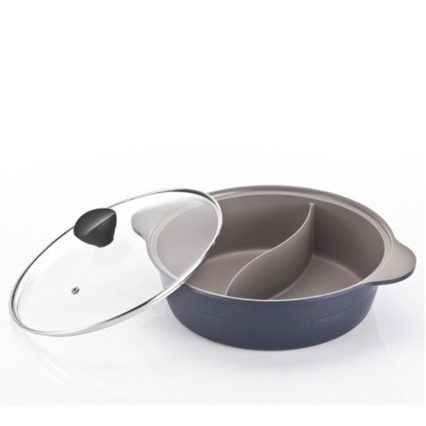 [Hàng chính hãng] Nồi Lẩu 2 Ngăn Đáy Từ Chính Hãng 28cm Kitchen Well Hàn Quốc