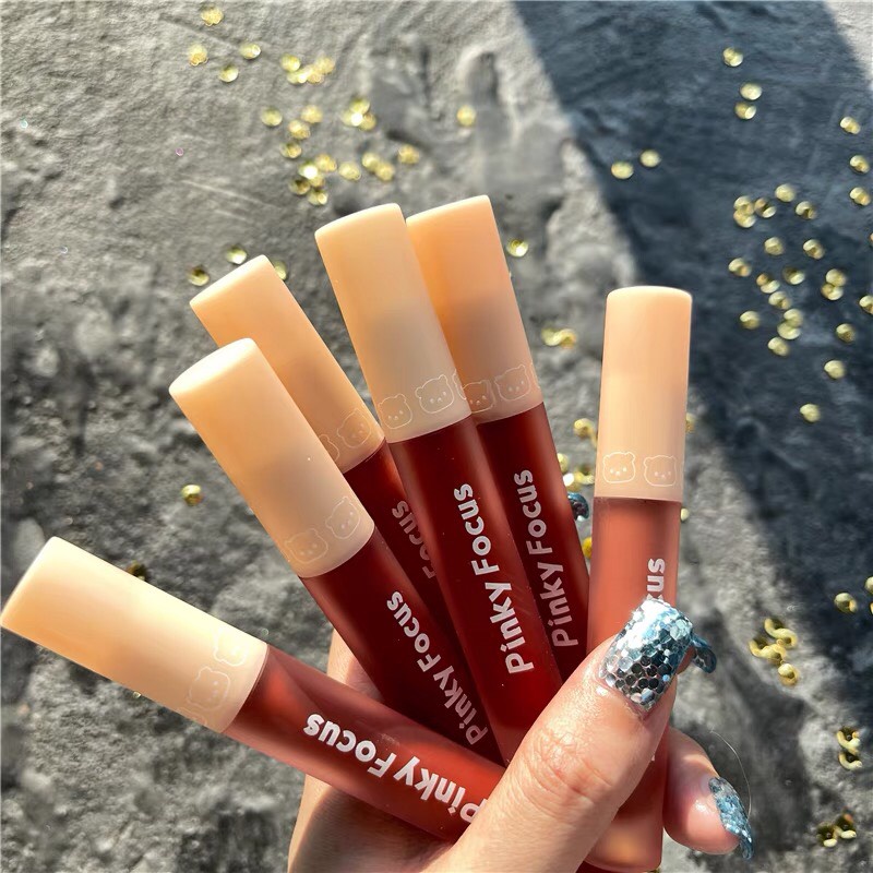 Son kem gấu PINKY FOCUS mịn lì mềm môi căng mọng Cotton Powder Yarn Mist Lip Mud siêu hot trend PINKYFOCUS PKFC02 | BigBuy360 - bigbuy360.vn