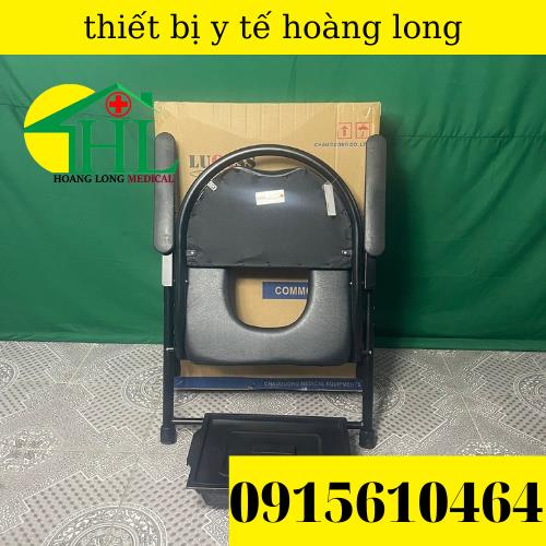 Ghế Bô Vệ Sinh Cho Người Già Lucas G-17, Không Bánh Xe,Mặt Nệm Khung Sắt Sơn Tĩnh Điện