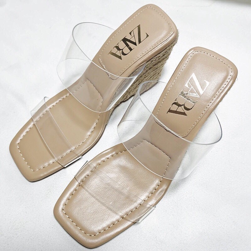 Dép cói đế xuồng cao gót zR . ảnh thật