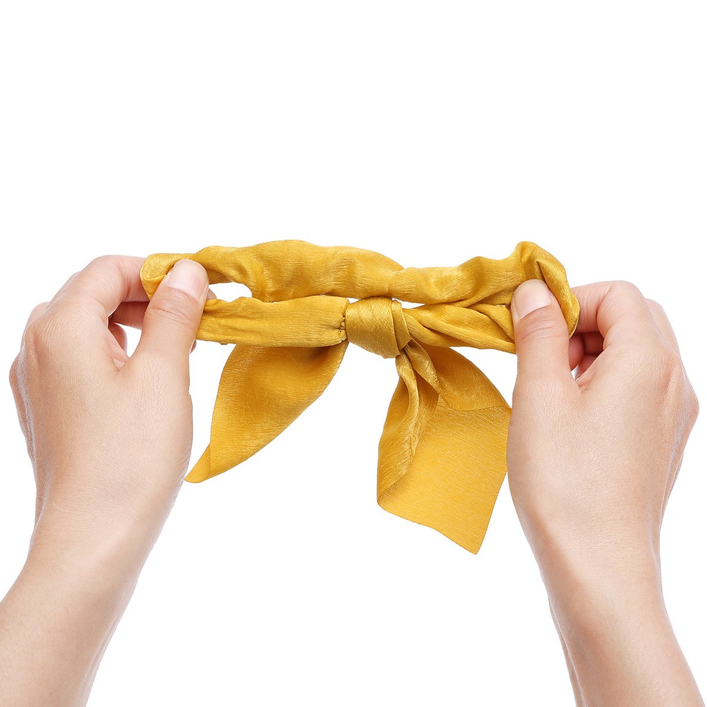 Dây Cột Tóc Ruy Băng Màu Trơn Bằng Vải Satin Phong Cách Âu Mỹ Dễ Thương