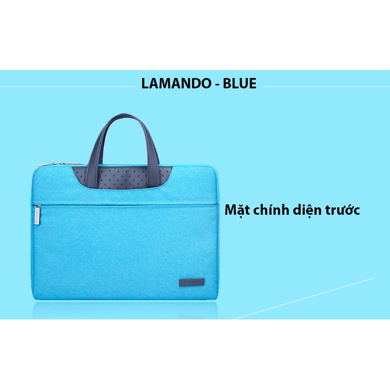 Combo Túi xách + túi đựng sạc cho Macbook - Laptop Cartinoe Lamando Series màu xanh