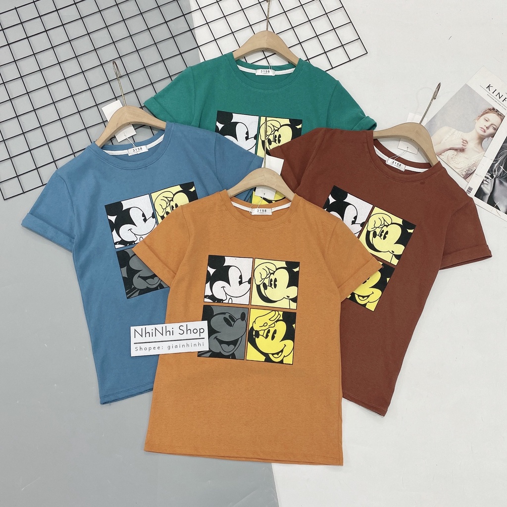 Áo thun in hình MICKEY dáng rộng, Áo phông 3158 chất dày dặn AS3157 - NhiNhi Shop