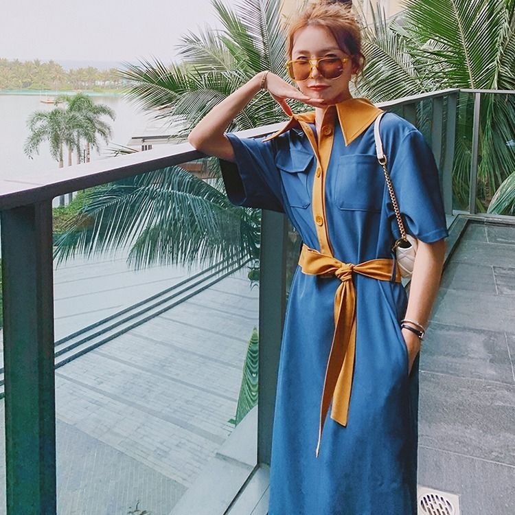 Women's mid-length skirt new Korean student temperament slim flower bell flower dress Mori retro style | BigBuy360 - bigbuy360.vn