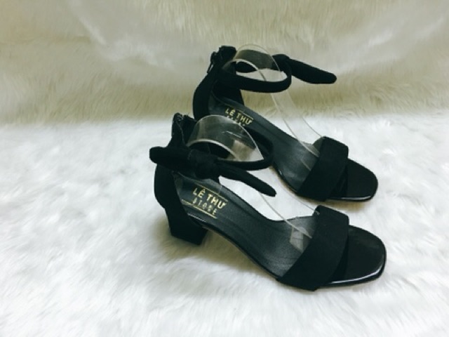 Giày cao gót 5 phân vòng cổ nơ dây kéo LT (SD091)