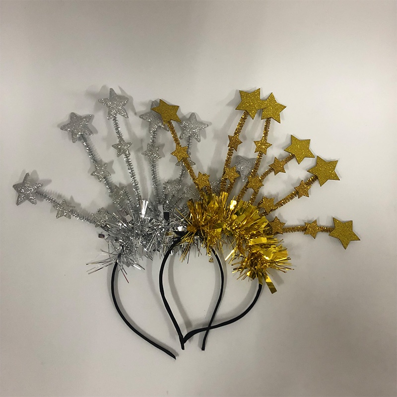 Băng Đô Cài Tóc Hình Ngôi Sao Năm Mới Đính Kim Tuyến Lấp Lánh