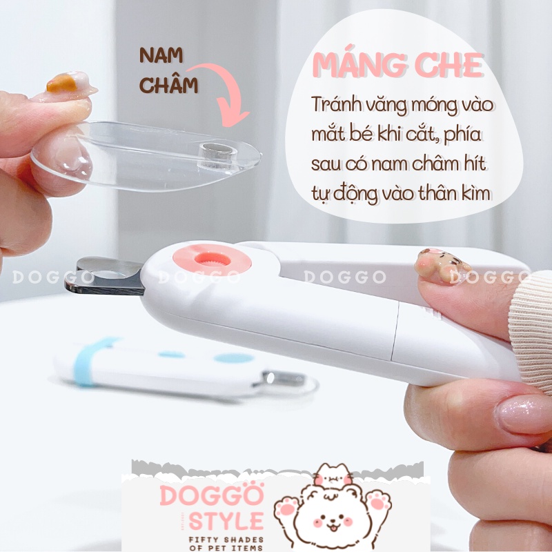 Kìm Cắt Móng Cho Chó Mèo LEDY Tích Hợp Đèn Led Máng Che Tặng Kèm Pin Và Dũa Móng Mini DOGGOSTYLE